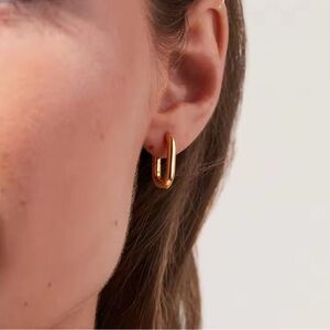 REAL 18K GOLD PVD - Simple Oval Huggies hoops